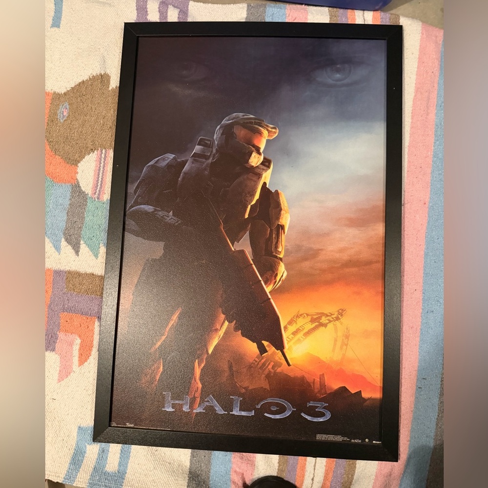 Halo 3 "Halo Dawn" 24” X 36” Painting Wood Frame BLOCKBUSTER EXCLUSIVE LIMITED